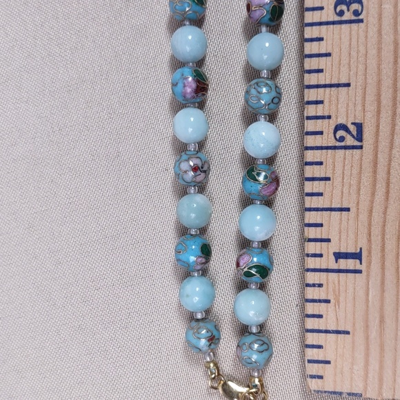 Cloisonne/Jade Graduated Bead Necklace - Picture 5 of 9